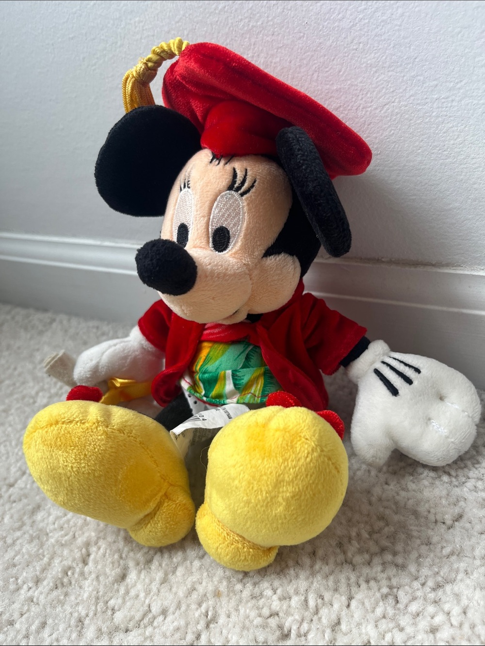 Disney Minnie Mouse Plush in Red Outfit with Yellow Shoes